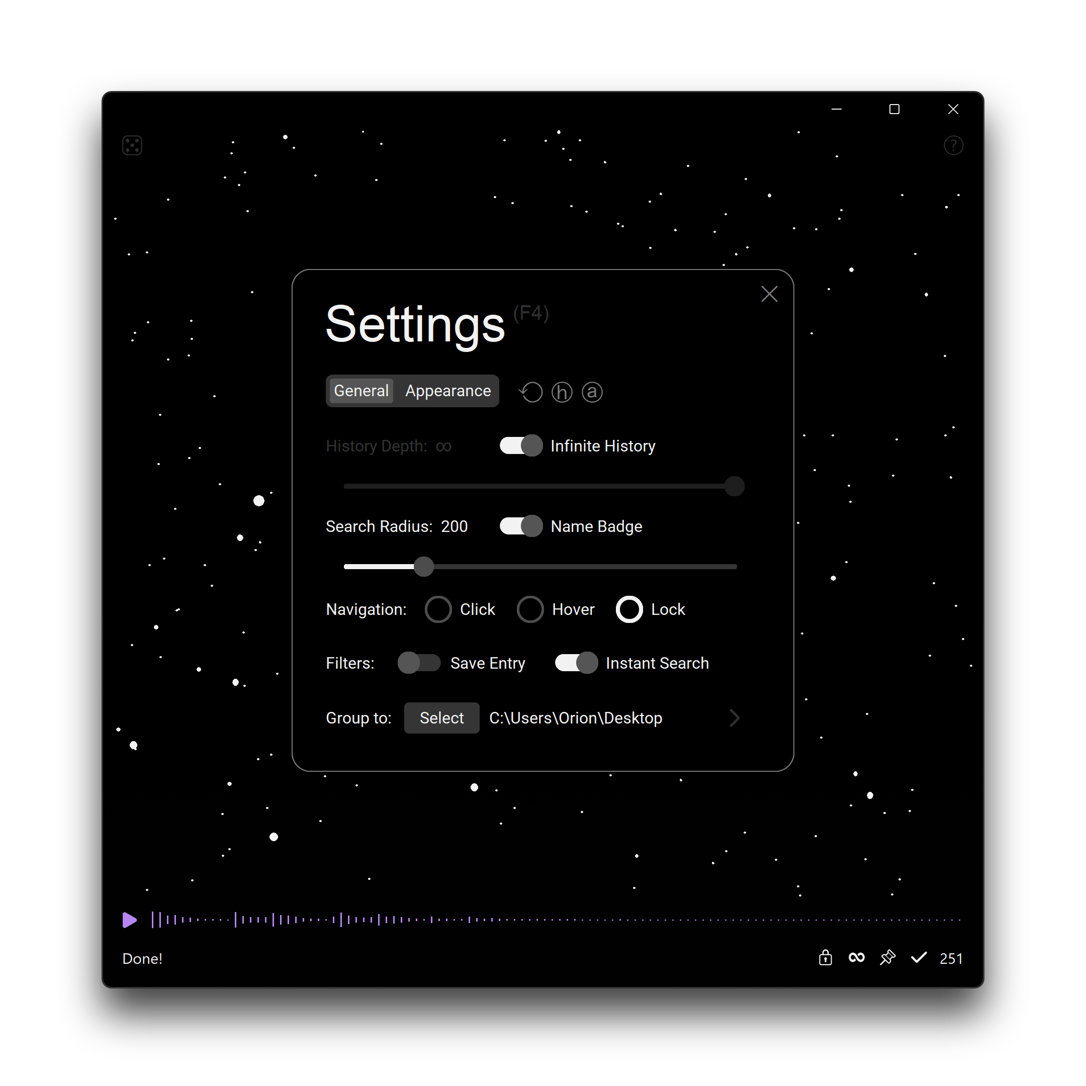 Orion General Settings